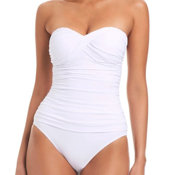 Bleu Rod Beattie Kore Twist Bandeau Premium One-Piece Swimsuit in White Size 10 - Picture 1 of 6